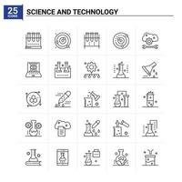 25 conjunto de iconos de ciencia y tecnología antecedentes vectoriales vector