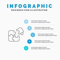 icono de línea de éxito de pieza de coincidencia de rompecabezas de negocios con fondo de infografía de presentación de 5 pasos vector