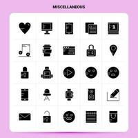 sólido 25 conjunto de iconos misceláneos diseño de estilo de glifo vectorial conjunto de iconos negros diseño de ideas de negocios web y móvil ilustración vectorial vector