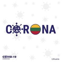 Lithuania Coronavirus Typography COVID19 country banner Stay home Stay Healthy Take care of your own health vector