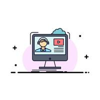 tutorials video media online education Flat Color Icon Vector