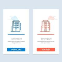 Building City Dormitory Hostel Hotel  Blue and Red Download and Buy Now web Widget Card Template vector