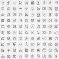 paquete de 100 iconos de líneas universales para móviles y web vector