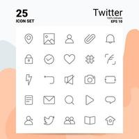 25 conjunto de iconos de twitter 100 archivos eps 10 editables concepto de logotipo de empresa ideas diseño de icono de línea vector