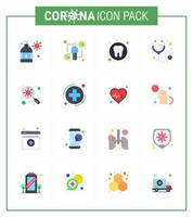 conjunto de iconos de prevención de coronavirus 25 azul encontrar estetoscopio viral médico diente coronavirus viral 2019nov enfermedad vector elementos de diseño