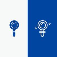 laboratorio de búsqueda encontrar línea de bioquímica y glifo icono sólido bandera azul línea y glifo icono sólido bandera azul vector