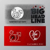 Valentines Day Big Banner Template Red Background vector