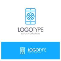 Application Mobile Mobile Application Setting Blue Outline Logo Place for Tagline vector