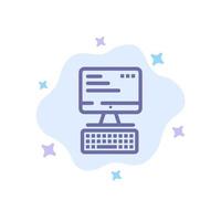 Computer Keyboard Monitor Computing Blue Icon on Abstract Cloud Background vector