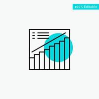 Chart Graph Analytics Presentation Sales turquoise highlight circle point Vector icon