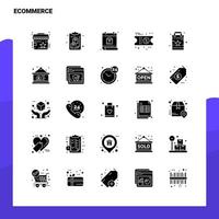 25 conjunto de iconos de comercio electrónico plantilla de ilustración de vector de icono de glifo sólido para ideas web y móviles para empresa comercial