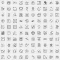 paquete de 100 iconos de líneas universales para móviles y web vector