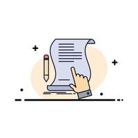 contract document paper sign agreement application Flat Color Icon Vector