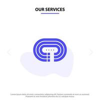 Our Services Running Stadium Surface Track Solid Glyph Icon Web card Template vector