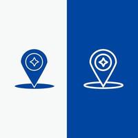 mapa brújula navegación ubicación línea y glifo icono sólido bandera azul línea y glifo icono sólido bandera azul vector