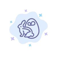 Egg Bunny Easter Rabbit Blue Icon on Abstract Cloud Background vector