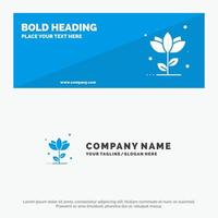 Flora Floral Flower Nature Rose SOlid Icon Website Banner and Business Logo Template vector