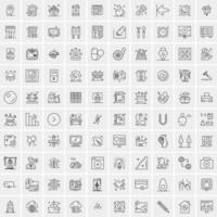 paquete de 100 iconos de líneas universales para móviles y web vector