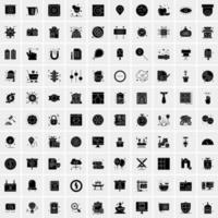 Set of 100 Universal Solid Icons vector