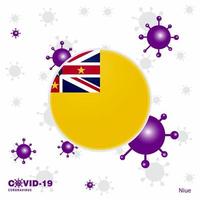 Pray For Niue COVID19 Coronavirus Typography Flag Stay home Stay Healthy Take care of your own health vector