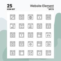 25 conjunto de iconos de elementos del sitio web 100 archivos eps 10 editables concepto de logotipo de empresa ideas diseño de iconos de línea vector