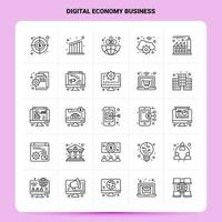 OutLine 25 Digital Economy Business Icon set Vector Line Style Design Black Icons Set Linear pictogram pack Web and Mobile Business ideas design Vector Illustration