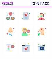 Coronavirus 2019nCoV Covid19 Prevention icon set nose drops face cold wear viral coronavirus 2019nov disease Vector Design Elements