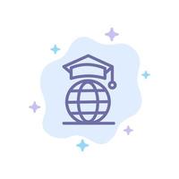 Globe Internet Online Graduation Blue Icon on Abstract Cloud Background vector