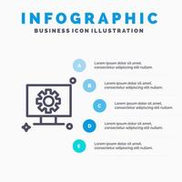 Computer Hardware Setting Gear Line icon with 5 steps presentation infographics Background vector