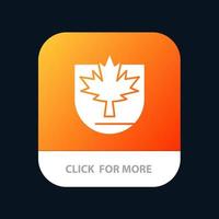 Security Leaf Canada Shield Mobile App Button Android and IOS Glyph Version vector