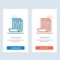 File Design Document  Blue and Red Download and Buy Now web Widget Card Template vector