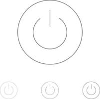 Interface On Power Ui User Bold and thin black line icon set vector
