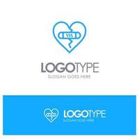 Broken Emotions Forgiveness Heart Love Blue outLine Logo with place for tagline vector