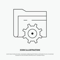 Folder Setting Gear Computing Vector Line Icon