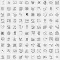 paquete de 100 iconos de líneas universales para móviles y web vector