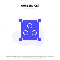 Our Services Abstract Design Online Solid Glyph Icon Web card Template vector