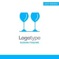 Glass Glasses Drink Hotel Blue Business Logo Template vector