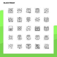 conjunto de iconos de línea de viernes negro conjunto de 25 iconos diseño de estilo minimalista vectorial conjunto de iconos negros paquete de pictogramas lineales vector