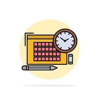 Time File Pen Focus Abstract Circle Background Flat color Icon vector