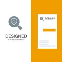 Research Search Map Location Grey Logo Design and Business Card Template vector