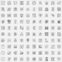 paquete de 100 iconos de líneas universales para móviles y web vector