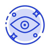 ojo ojos mirando línea punteada azul icono de línea vector