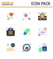 Covid19 Protection CoronaVirus Pendamic 9 Flat Color icon set such as nursing hospital scan healthcare hospital viral coronavirus 2019nov disease Vector Design Elements