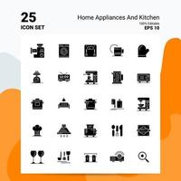 25 electrodomésticos y conjunto de iconos de cocina 100 archivos editables eps 10 ideas de concepto de logotipo de empresa diseño de icono de glifo sólido vector