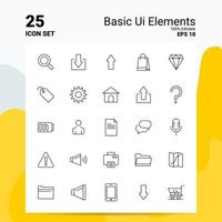 25 elementos básicos de la interfaz de usuario conjunto de iconos 100 archivos eps 10 editables concepto de logotipo de empresa ideas diseño de icono de línea vector