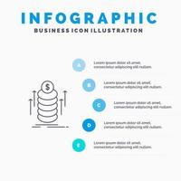 Money Bundle Transfer Coins Line icon with 5 steps presentation infographics Background vector