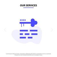 Our Services Key Lock Layout Login Solid Glyph Icon Web card Template vector