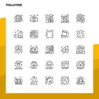 conjunto de iconos de línea de contaminación conjunto 25 iconos diseño de estilo minimalista vectorial conjunto de iconos negros paquete de pictogramas lineales vector