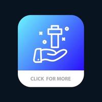 Hand Celebration Christian Cross Easter Mobile App Button Android and IOS Line Version vector