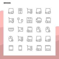 conjunto de iconos de línea de dispositivos conjunto 25 iconos diseño de estilo minimalista vectorial conjunto de iconos negros paquete de pictogramas lineales vector